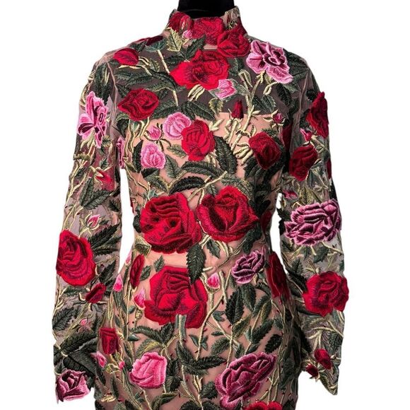 NWT Oscar de la Renta Embroidered Cocktail Dress (4) - Picture 3 of 12